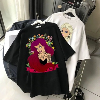 Dark Princess Tattoo girl Selfie t shirt Women Soft Cotton Tops wonderland Disney Princess graphic tees Women Carto_03