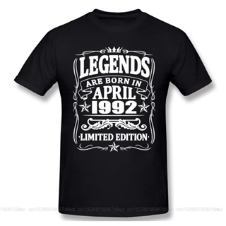 Legends Are Born In April 1992 black T Shirt retro birthday gift T-Shirt Tees Pure Cotton Amazing best gift tops te_03