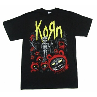 Korn เสื้อยืดลําลอง แขนสั้น พิมพ์ลาย Red Creatures สีดํา สําหรับเด็กผู้ชาย
