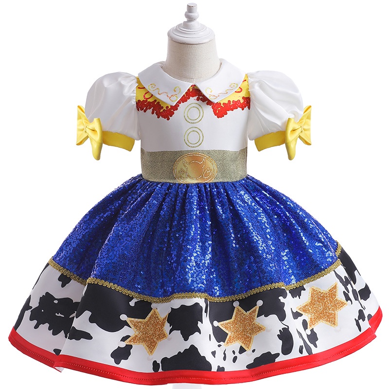 ชุดเดรสกระโปรงคอสเพลย์-toy-story-สีตัดกัน-สําหรับเด็กผู้หญิง