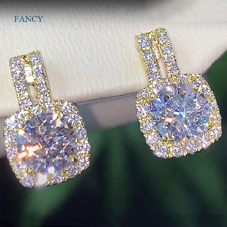 Fancy PEA ขายดี ลูกบาศก์ เพทาย ต่างหูสตั๊ด สําหรับผู้หญิง คุณภาพสูง ชุบเงิน เครื่องประดับเจาะหู แฟชั่น อเนกประสงค์