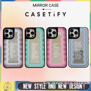 Casetify เคสโทรศัพท์มือถืออะคริลิคแข็ง กันกระแทก ลายคลื่น พร้อมกระจก สําหรับ iPhone14 13 12 Pro Max 11 Pro Max X XS XR