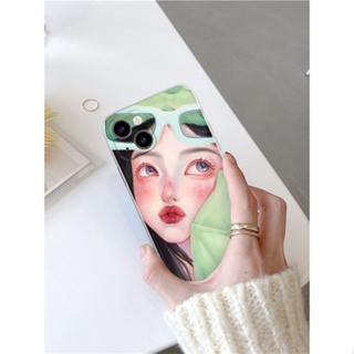 Green girl เคสไอโฟน X Xr Xs Max cover iPhone 14 11 12 pro max 7 8 14 Plus เคส Se 2020 8พลัส 13 pro max TPU case