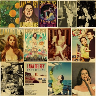 โปสเตอร์ Lana Del Rey Singer สไตล์คลาสสิก สําหรับตกแต่งผนังห้อง บาร์