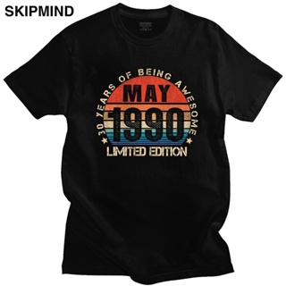 Retro Fashion May 1990 30th Birthday T Shirt for Men Short Sleeve Limited Edition 30 Year Old Graphic Tshirt Cotton_03