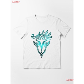 Luner เสื้อยืดแขนสั้น Monster Hunter World Iceborne - Logo (Design Galaxy) Fond noir T-shirt classique Essential T-_03