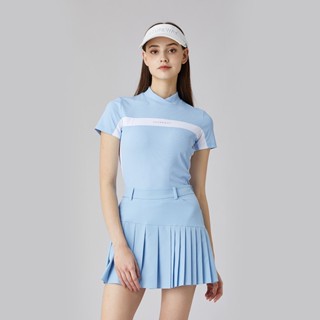 Azureway เสื้อยืดแขนสั้น คอปกตั้ง กันเหงื่อ ระดับไฮเอนด์ เข้ารูป สีพื้น สําหรับผู้หญิง