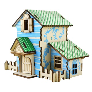 จิ๊กซอว์ไม้ รูปบ้านกระท่อม 3D แฮนด์เมด DIY ของเล่นเสริมการเรียนรู้ สําหรับเด็ก