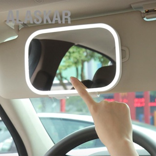  ALASKAR คลิปกระจกบังแดดรถยนต์พร้อมไฟ LED 3 โหมดกระจกโต๊ะเครื่องแป้งแต่งหน้าแบบตั้งโต๊ะสำหรับตกแต่งภายในบ้านอัตโนมัติ