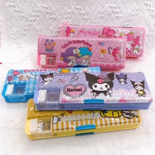 Sanrio กล่องดินสอ อเนกประสงค์ ลาย Cinnamoroll My Melody Kuromi สองด้าน สําหรับเด็ก