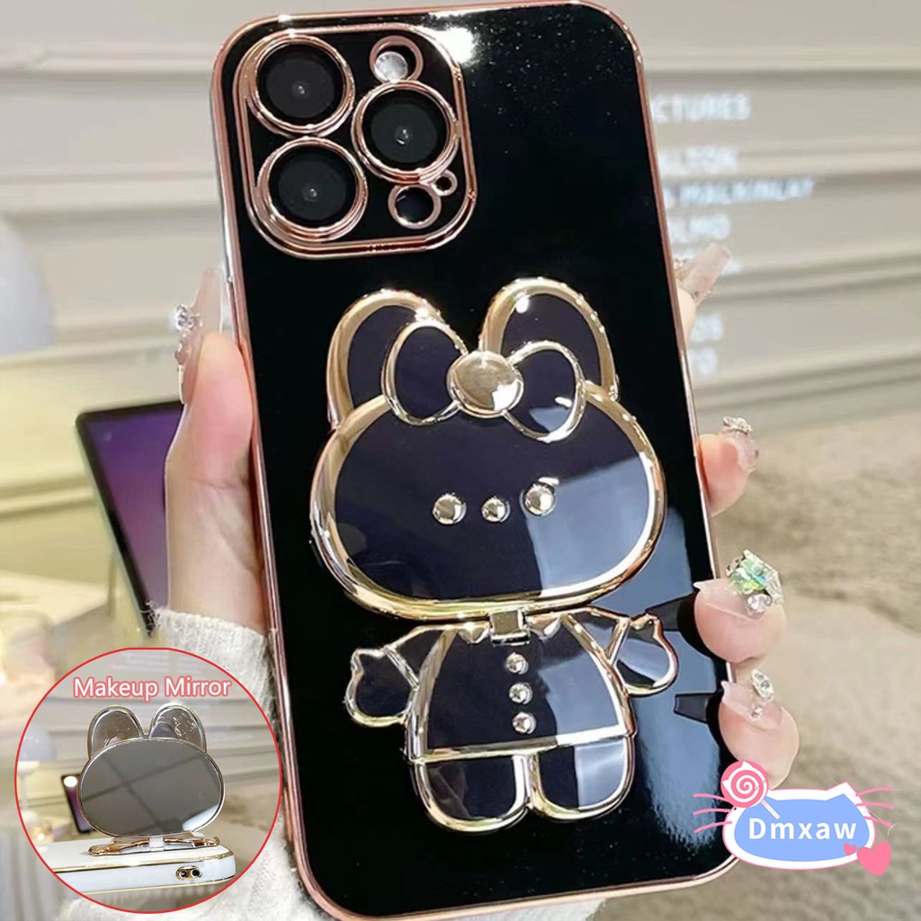 เคสกระจกแต่งหน้า-แบบนิ่ม-ลายกระต่ายน่ารัก-บางพิเศษ-สําหรับ-samsung-galaxy-s23-s22-ultra-plus-s21-s20-fe