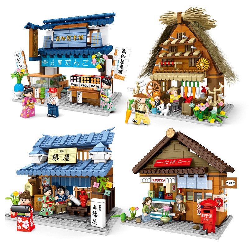 รูปบ้านชา-ร้านทาโกยากิ-สไตล์ญี่ปุ่น-ของเล่นเสริมการเรียนรู้สถาปัตยกรรม-สําหรับเด็ก-ของเล่นเด็ก