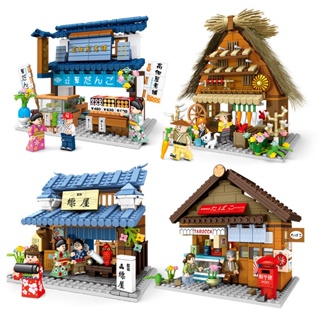 รูปบ้านชา ร้านทาโกยากิ สไตล์ญี่ปุ่น ของเล่นเสริมการเรียนรู้สถาปัตยกรรม สําหรับเด็ก ของเล่นเด็ก