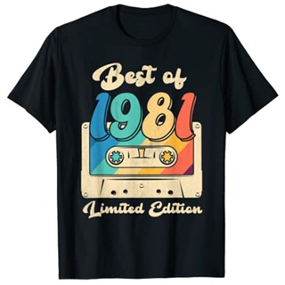 เสื้อสาวอวบ ย้อนยุคที่ดีที่สุดของ 1981 เทปคาสเซ็ต 41 วันเกิดตกแต่งเสื้อยืด 80s วินเทจที 41 ปีของขวัญเครื่องแต่งกายสําหรั