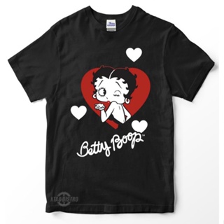 เสื้อยืด พิมพ์ลายการ์ตูนอนิเมะ BETTY BOOP 3 KISS LOVE พรีเมี่ยม