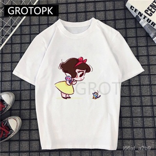 JK Snow White and little friend Funny Girl T shirt cotton o-neck sweet print casual short sleeve Har_01