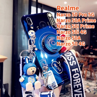 เคสโทรศัพท์มือถือ ซิลิโคน พร้อมสายคล้อง และตุ๊กตาน่ารัก สําหรับ Realme Narzo 50i Prime Narzo 50 Narzo 50A Prime Narzo 50 Pro Narzo 50i
