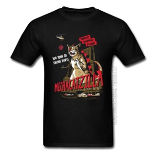 เสื้อยืด พิมพ์ลายกราฟฟิค Mecha Catzilla Monster Satan Demon Cat 3 มิติ สไตล์ญี่ปุ่น สําหรับผู้ชาย_04