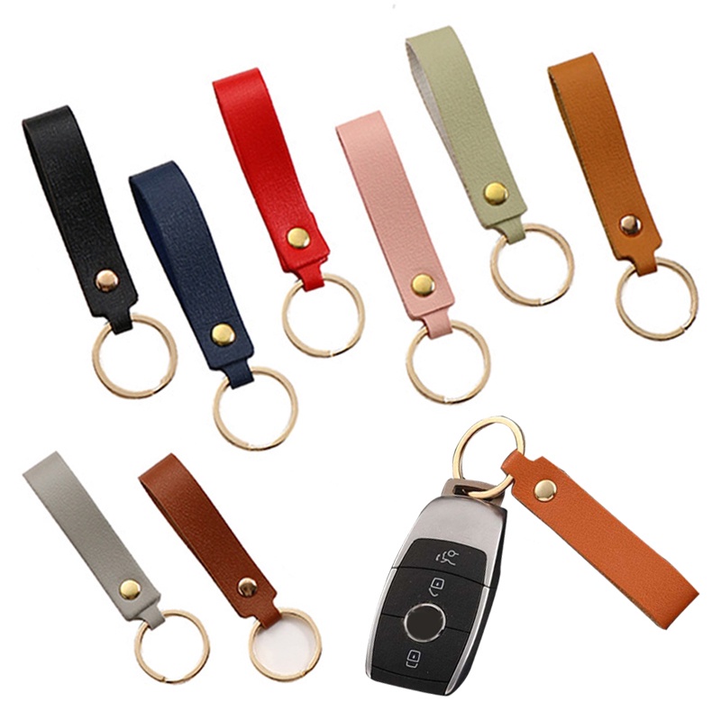 พวงกุญแจหนัง-pu-8-สี-เรียบง่าย-สไตล์นักธุรกิจ-สําหรับห้อยกระเป๋าสตางค์-กุญแจรถยนต์