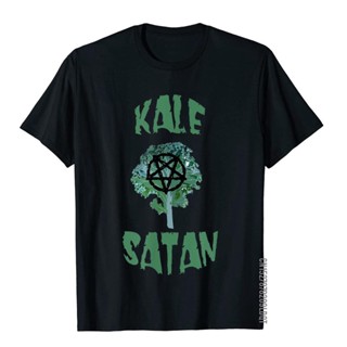 เสื้อยืด ผ้าฝ้าย พิมพ์ลาย Kale Satan Funny Demonic Pentagram สําหรับผู้ชาย_01