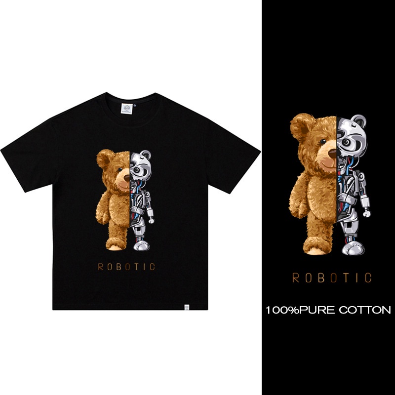 เสื้อยืดลายหมีbear1-เสื้อคู่-เสื้อยืดผู้ชายผ้าคอตตอนแท้ๆ100-มีทั้งขาวและดำ-สินค้าเกรดพรีเมี่ยม-เสื้อลายหมี-01