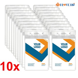 10 ชิ้น / ชุด 115 * 65 มม. ปลอกการ์ดใส ทรงสี่เหลี่ยม / ปลอกใส่นามบัตร ID ทํางาน แบบแขวนได้ / ที่ใส่นามบัตร พลาสติก กันน้ํา