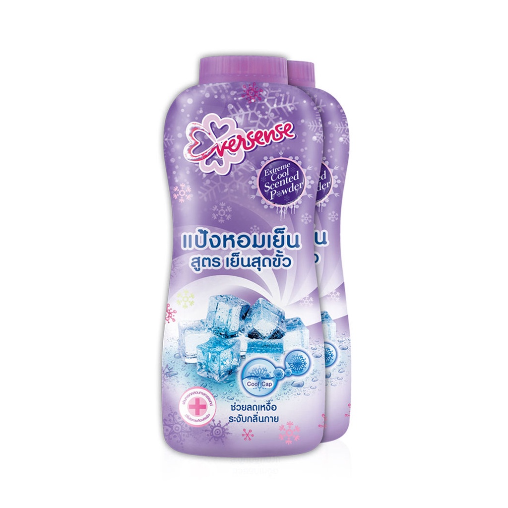 แพ็คคู่-eversense-extreme-scented-cooling-talcum-violet-280g-x-2pcs-เอเวอร์เซนส์-แป้งหอมเย็นสูตรเย็นสุดขั้ว