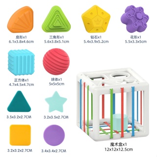 Amazon Rainbow Sesele ของเล่นมอเตอร์ เพื่อการเรียนรู้ สําหรับเด็กวัยหัดเดิน【Cube】Shapes คู่กับ Cesare [12][มาใหม่]