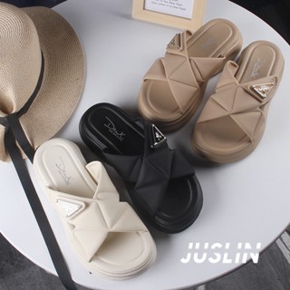 JUSLIN รองเท้าแฟชั่นผู้หญิง รองเท้าแตะ สะดวกสบาย สไตล์เกาหลี แฟชั่น ก้นหนา FEB1105