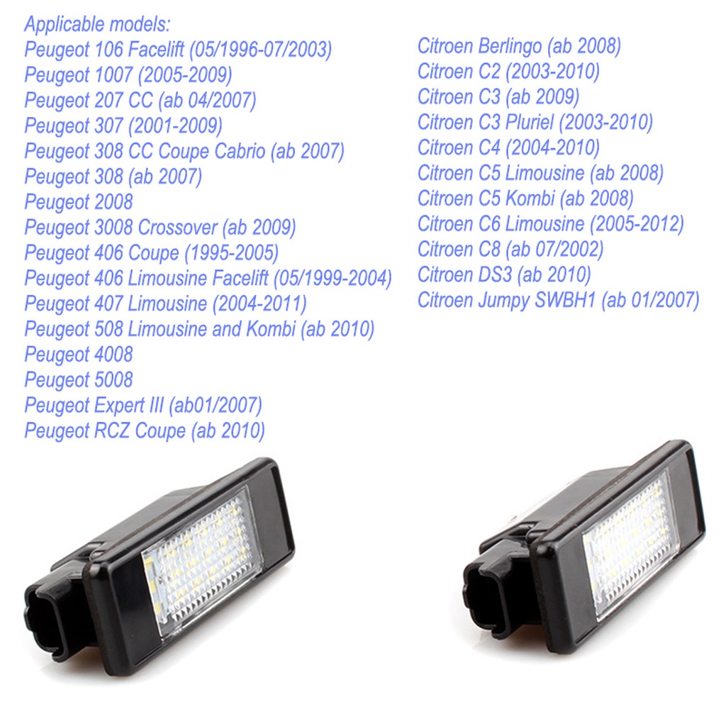 ไฟติดป้ายทะเบียนรถยนต์-led-citroen-c2-c3-c4-c5-c6-c8-ds3-2-ชิ้น