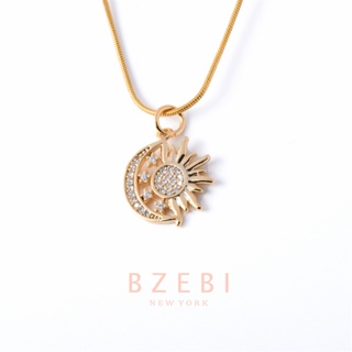 BZEBI สร้อยคอ สร้อยคอแฟชั่น เพชร ทอง ดวงจันทร์ ดวงอาทิตย์ เกาหลี ความรัก วันวาเลนไทน์ หวาน โซ่ ของขวัญ เครื่องประดับ ผู้หญิง หรูหรา 111n