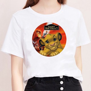 The Lion King Print Short Sleeve Harajuku Shirt Summer White Female Shirt Casual Streetwear T-shirt_01