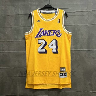 【648】【mitchell&ness】รองเท้า Nba Los Angeles Lakers สําหรับผู้ชาย #เสื้อกีฬาแขนสั้น ลายทีม Kobe Bryant 24 Kobe สีเหลือง สไตล์วินเทจ