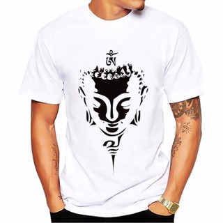 เสื้อยืดผู้ เสื้อยืดชาย - ผู้ชายเสื้อยืดท็อปส์ทีสฤดูร้อนแขนสั้นสบาย ๆ พระพุทธเจ้า Tshirt สบายพุทธศาสนาความเชื่อ S-5XL