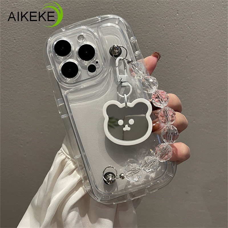เคสโทรศัพท์มือถือ-tpu-นิ่ม-แบบใส-ลายหมี-พร้อมสายคล้องมือ-สําหรับ-oppo-a16-a16s-a12-a12e-a7-a5s-a3s-f9-reno-5-pro-5k-find-x3-lite-f11-a1k-realme-c1