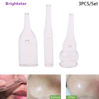 Brightstar 3 ชิ้น / เซต กําจัดสิวหัวดํา ท่อแก้ว ทําความสะอาดรูขุมขน หน้า หลอดดูดสูญญากาศ ใหม่