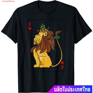 Tee เสื้อยืดลำลอง OZ Lion Card King Of The Jungle Wizard Of OZ Cowardly Lion T-Shirt Sports T-shirt_05