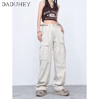 DaDuHey🎈 American Style High Street Multi-Pocket Y2K Trousers Womens Loose Casual  Overalls Fashion Brand Ins Cotton High Street Pants