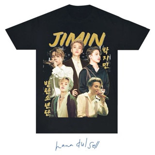  ใหม่เอี่ยมJ46 BTS Jimin Korean Vintage Bootleg Oversized Unisex KPOP DTG Print Bangtan Park Jimin Butter