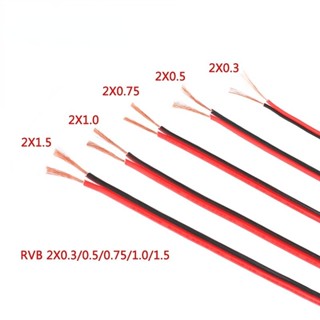 Rvb สายเคเบิลยางทองแดงไฟฟ้า 15AWG 17AWG 18AWG 20AWG 22AWG LED 2Pin สีแดง สีดํา