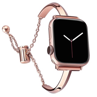สายนาฬิกาข้อมือ สเตนเลส โลหะ ทรงโค้ง หรูหรา สําหรับ Apple Watch Ultra iwatch S8 s7 6 5 4 3 49 มม. 45 มม. 44 มม. 41 มม. 40 มม.