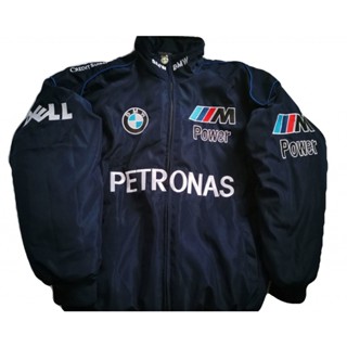 F1 เสื้อแจ็กเก็ตแขนยาว ผ้าฝ้าย ปักลาย สไตล์เรโทร สีฟ้า เหมาะกับฤดูใบไม้ร่วง และฤดูหนาว สําหรับแข่งรถจักรยานยนต์