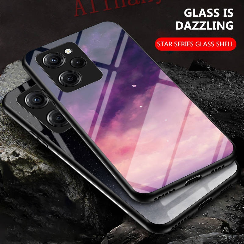 กรณี-poco-x5-pro-5g-ฝาครอบกรณี-gradient-starry-glass-casing-xiaomi-pocox5-pro-5g-เคสโทรศัพท์-back-cover