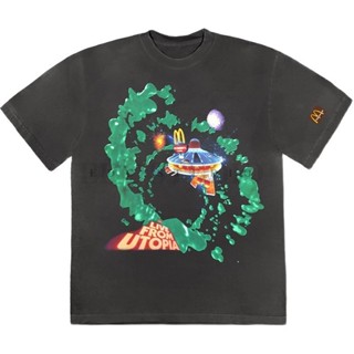 เสื้อยืดแขนสั้น พิมพ์ลาย Travis Scott Cactus x McDonalds Space Saucer สําหรับผู้ชาย