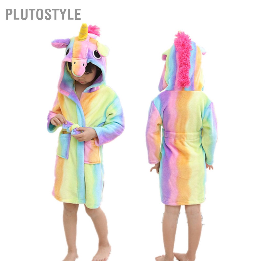 plutostyle-เสื้อคลุมอาบน้ํา-แขนยาว-ผ้าสักหลาด-ลายการ์ตูนสัตว์น่ารัก-สําหรับแม่-และเด็ก