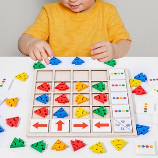 เกมกระดานไม้ Montessori ของเล่นเสริมการเรียนรู้เด็ก