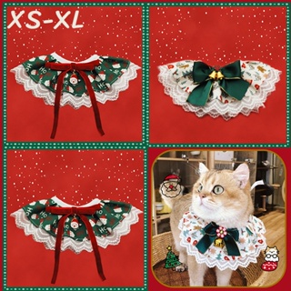 🐱🐱XS-XLใหม่ ปลอกคอ ผ้าพันคอ ลูกไม้ คริสต์มาส สําหรับสัตว์เลี้ยง สุนัข แมว เหมาะกับงานปาร์ตี้วันเกิด ฤดูหนาว