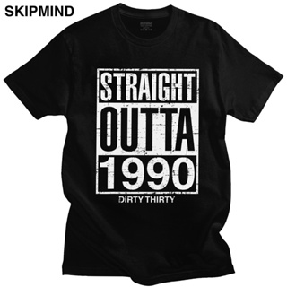 Trendy Straight Outta 1990 T-shirt Homme Cotton Grunge 30th Birthday Gift Tees Tops Streetwear Short Sleeve Fashion_03