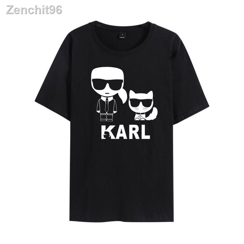 พร้อมส่ง-อุปทานข้ามพรมแดนใหม่-karl-lagerfeld-เทรนด์แฟชั่น-karl-lagerfeld-พิมพ์เสื้อยืดแขนสั้น