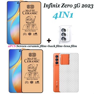 (4 In 1) ฟิล์มเซรามิค กันรอยหน้าจอ สําหรับ Infinix Zero 5G 2023 20 Zero 8 8i G ฟิล์มเลนส์ 1 ฟิล์มด้านหลัง 1